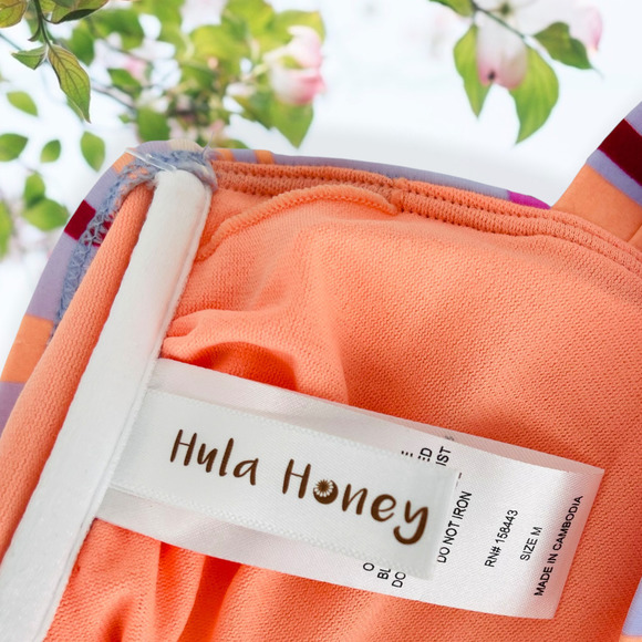 Hula Honey Vertical Stripe Bikini Bra Top Medium - Picture 7 of 8